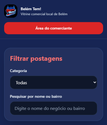 Busca e filtros da Belém Tem!